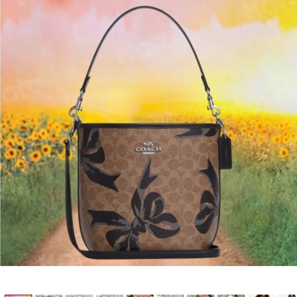 Coach City Bucket Bag Crossbody In Signature Canvas With Bow Print Purse